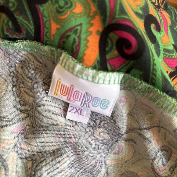 LuLaRoe Hippie Psychedelic Floral A-Line Comfort Jersey Tee Skirt Women’s SZ 2XL - Picture 9 of 11